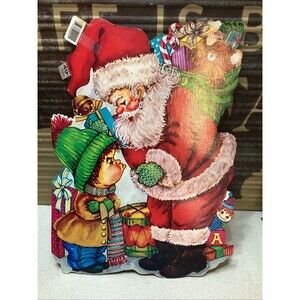 Large Christmas Santa with Child Die Cut / Dual-Sided / Vintage /Artfaire Co.